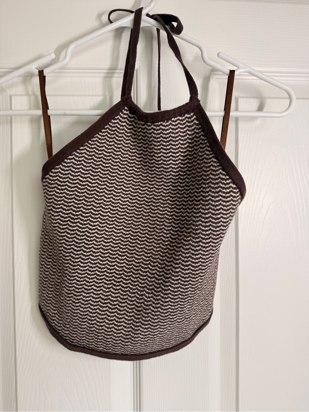 Abercrombie & fitch Brown & Cream Knit Halter Tank Top